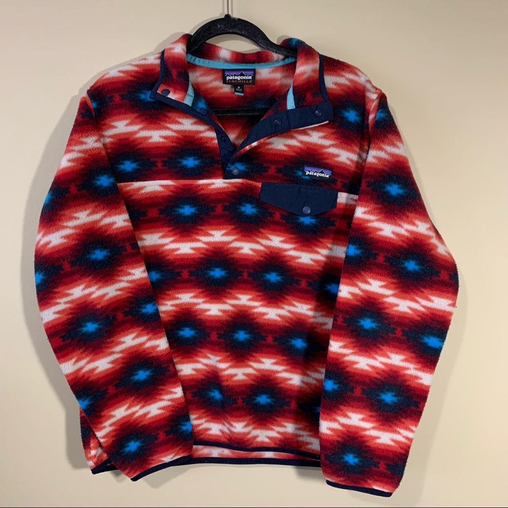 Patagonia Synchilla Snap-T Wild Desert Red Aztec Fleece Medium